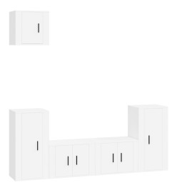 Ensemble de meubles TV 5 pcs Blanc Bois d'ingénierie