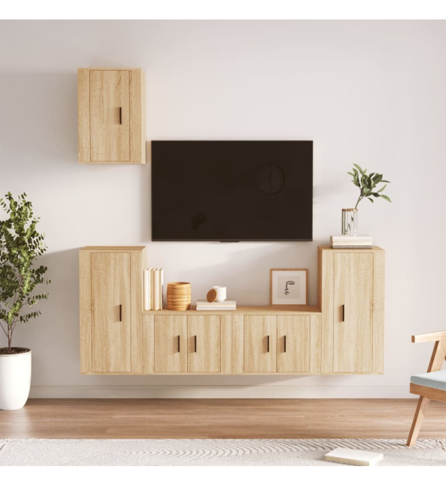 Ensemble de meubles TV 5 pcs Chêne sonoma Bois d'ingénierie