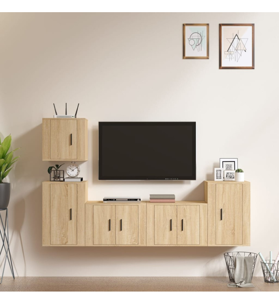 Ensemble de meubles TV 5 pcs Chêne sonoma Bois d'ingénierie