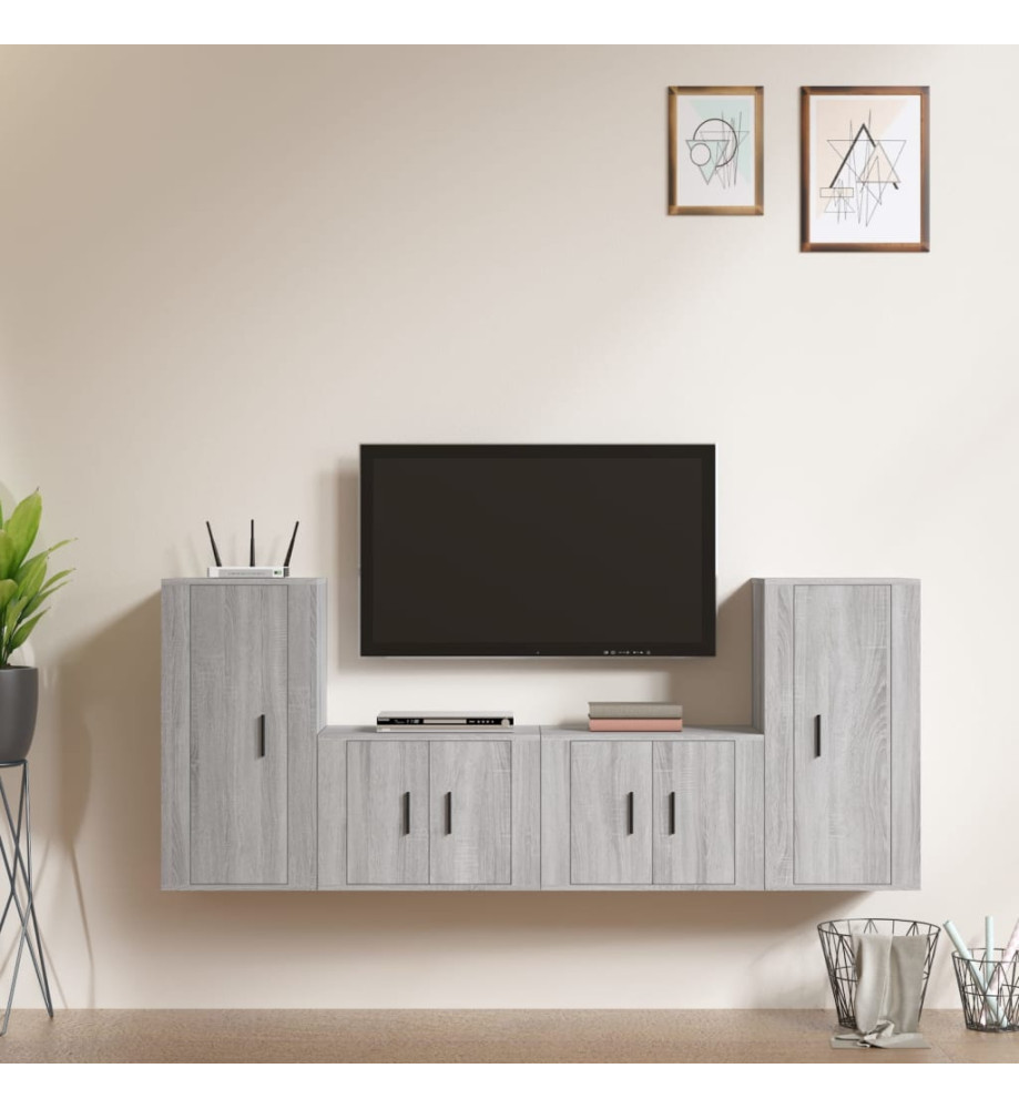 Ensemble de meubles TV 4 pcs Sonoma gris Bois d'ingénierie