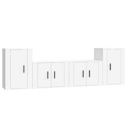 Ensemble de meubles TV 4 pcs Blanc Bois d'ingénierie