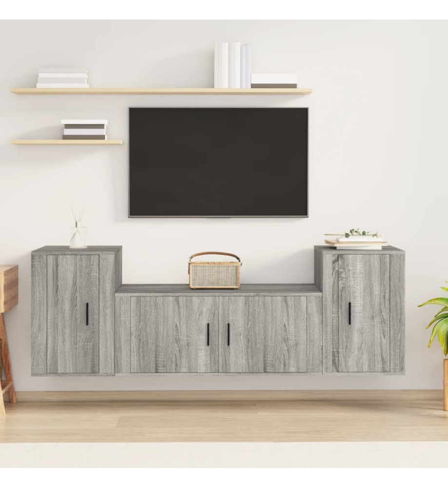 Ensemble de meubles TV 3 pcs Sonoma gris Bois d'ingénierie