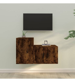 Ensemble de meubles TV 2 pcs Chêne fumé Bois d'ingénierie