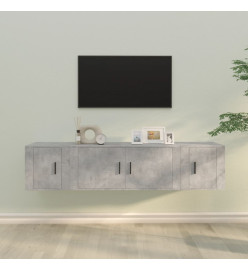 Ensemble de meubles TV 3 pcs Gris béton Bois d'ingénierie