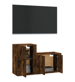 Ensemble de meubles TV 2 pcs Chêne fumé Bois d'ingénierie