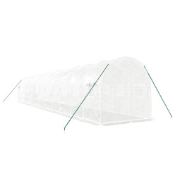 Serre avec cadre en acier blanc 24 m² 12x2x2 m