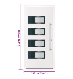 Porte d'entrée Blanc 100x210 cm Aluminium et PVC