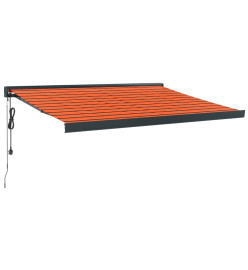 Auvent rétractable orange et marron 3x2,5 m tissu et aluminium