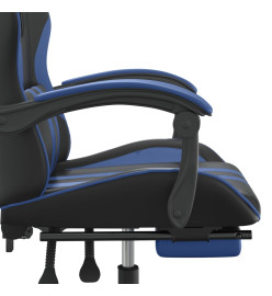 Chaise de jeu avec repose-pied Noir et bleu Similicuir