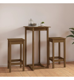 Ensemble de bar 3 pcs Marron miel Bois de pin massif