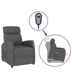 Fauteuil de massage inclinable Gris foncé Tissu