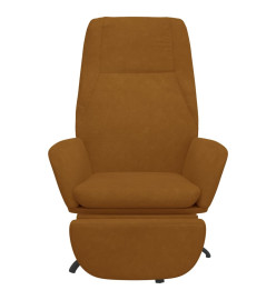 Chaise de relaxation avec repose-pied Marron Velours