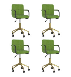 Chaises pivotantes à manger lot de 4 vert clair velours