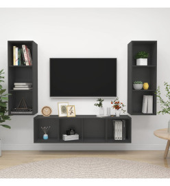 Ensemble de meuble TV 3 pcs Gris Aggloméré