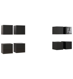 Meubles TV muraux 8 pcs Noir brillant 30,5x30x30 cm