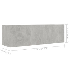 Ensemble de meubles TV 3 pcs Gris béton Aggloméré