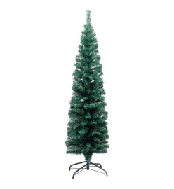 Sapin de Noël artificiel mince pré-éclairé et boules vert 120cm