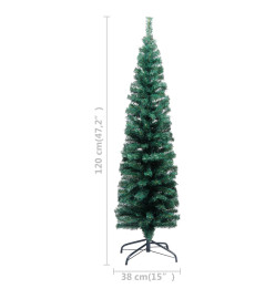 Sapin de Noël artificiel mince pré-éclairé et boules vert 120cm