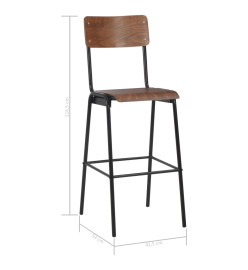 Chaises de bar lot de 6 contreplaqué solide et acier