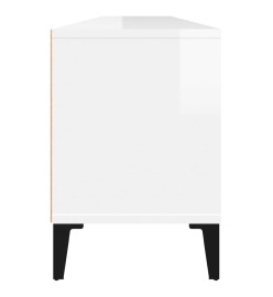 Meuble TV blanc brillant 150x30x44,5 cm bois d'ingénierie