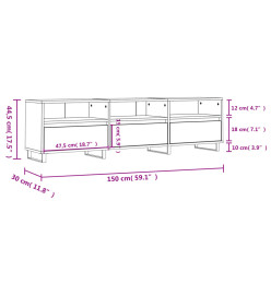 Meuble TV chêne marron 150x30x44,5 cm bois d'ingénierie