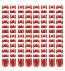 Pots à confiture Couvercle blanc et rouge 96 pcs Verre 230 ml