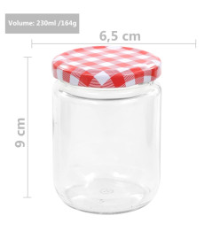 Pots à confiture Couvercle blanc et rouge 96 pcs Verre 230 ml