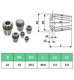 Douilles de serrage ER32 19 pcs Ensemble d'outils de tournage