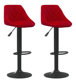 Tabourets de bar lot de 2 rouge bordeaux velours