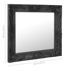 Miroir mural style baroque 60x60 cm noir