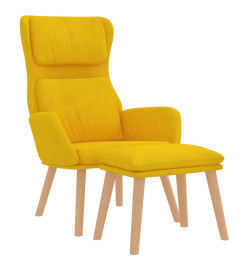 Chaise de détente et repose-pied Jaune moutarde Velours