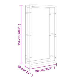 Portant de bois de chauffage 80x28x154 cm acier inoxydable