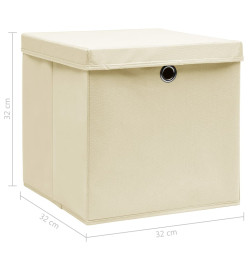 Boîtes de rangement à couvercles 4 pcs Crème 32x32x32 cm Tissu