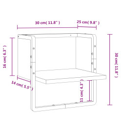 Étagère murale avec barre chêne fumé 30x25x30 cm