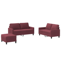 Ensemble de canapés 3 pcs avec coussins Rouge bordeaux Tissu