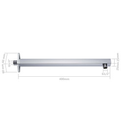 Bras de support de douche Carré Inox 201 Argenté 40 cm