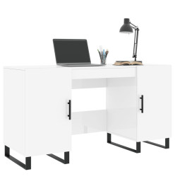 Bureau Blanc brillant 140x50x75 cm Bois d'ingénierie