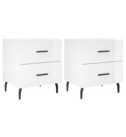 Tables de chevet 2 pcs blanc brillant 40x35x47,5 cm