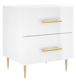 Table de chevet blanc brillant 40x35x47,5 cm bois d’ingénierie