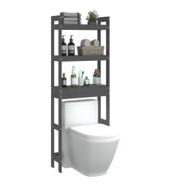 Étagère de toilette Gris 63x26x171 cm Bois de pin massif