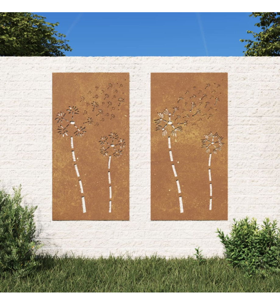 Décorations murales de jardin 2pcs 105x55 cm design de fleur