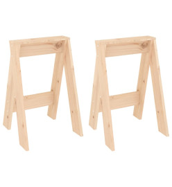 Tabourets lot de 2 40x40x60 cm bois massif de pin