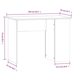 Bureau chêne marron 100x55x75 cm bois d'ingénierie