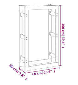 Support pour bois de chauffage Noir 60x25x100 cm Bois de pin