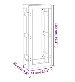 Support pour bois de chauffage Gris 41x25x100 cm Bois de pin