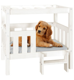 Lit pour chien Blanc 75,5x63,5x70 cm Bois de pin solide