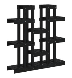 Support à plantes Noir 104,5x25x109,5 cm Bois massif de pin