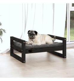 Lit pour chien Noir 65,5x50,5x28 cm Bois de pin solide