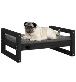 Lit pour chien Noir 65,5x50,5x28 cm Bois de pin solide