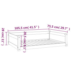 Lit pour chien 105,5x75,5x28 cm Bois de pin solide